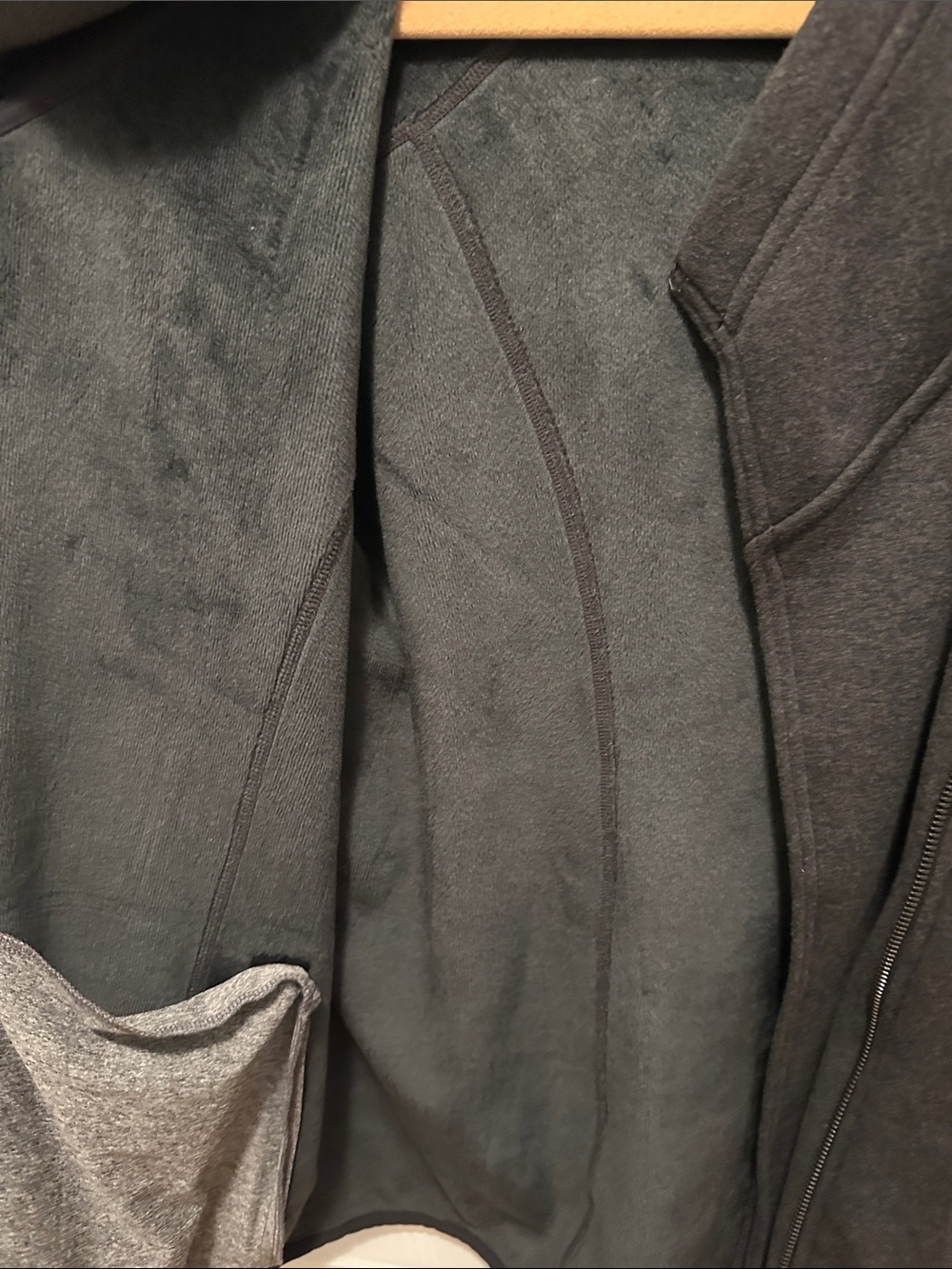 Athleta Charcoal Gray Asymmetrical Zip Hooded Utility Jacket - Picture 5 of 7